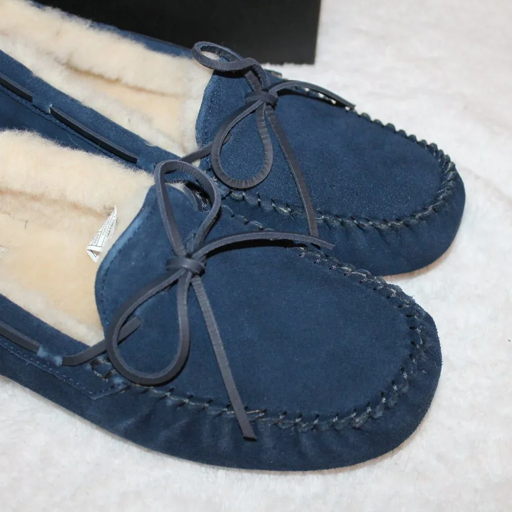 NEW UGG MEN'S SUEDE‎ OLSEN SLIPPERS NAVY BLUE